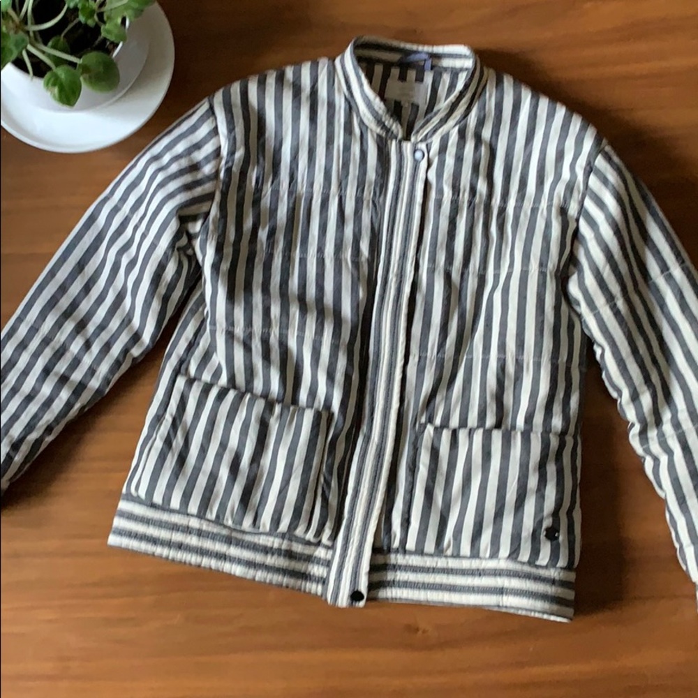 Anthropologie Numph Quilted Striped Boxy Bomber Size 36/Small